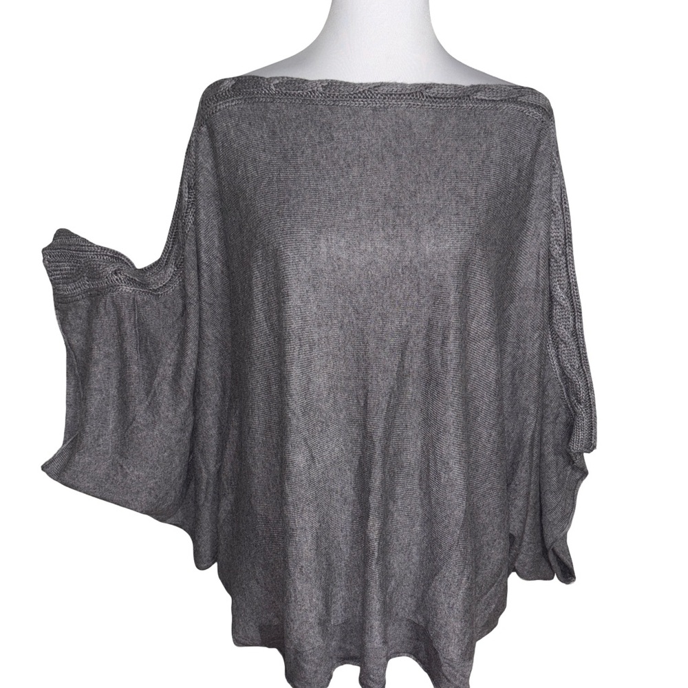 Before You Gray Poncho Sweater Women's Chic